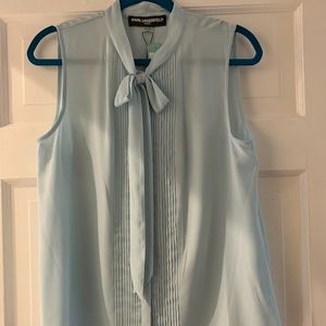 Blouse, sleeveless, tie detail